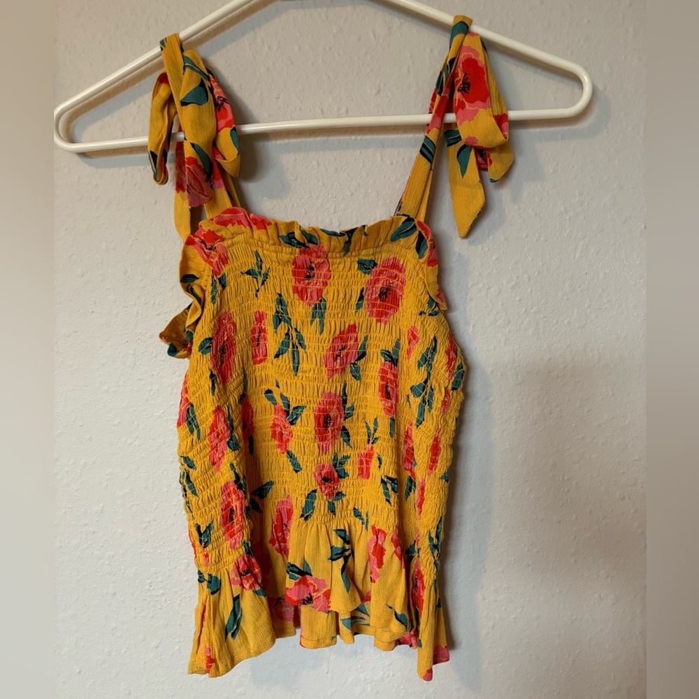 Billabong Women’s To the Point Floral Tank Top, in Gold, Size Small - Picture 5 of 7
